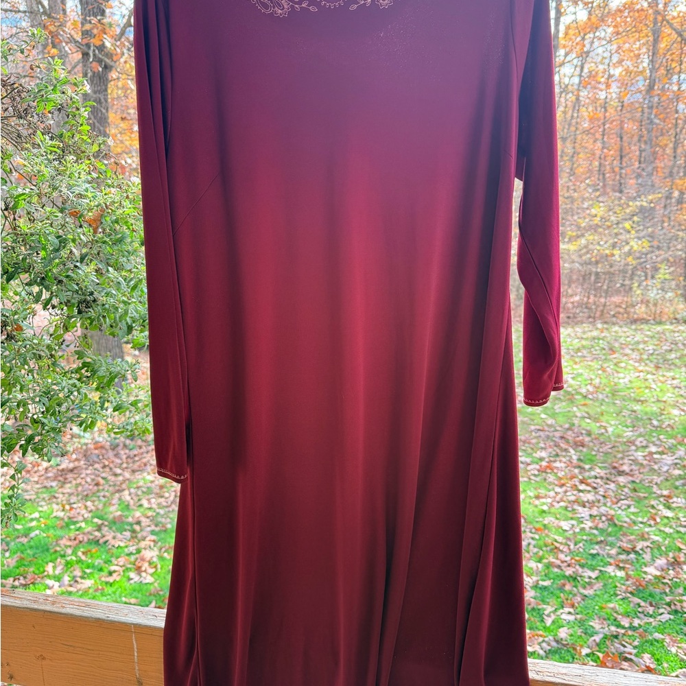 Vintage Susan Graver Rich Burgundy Long Sleeve Dress